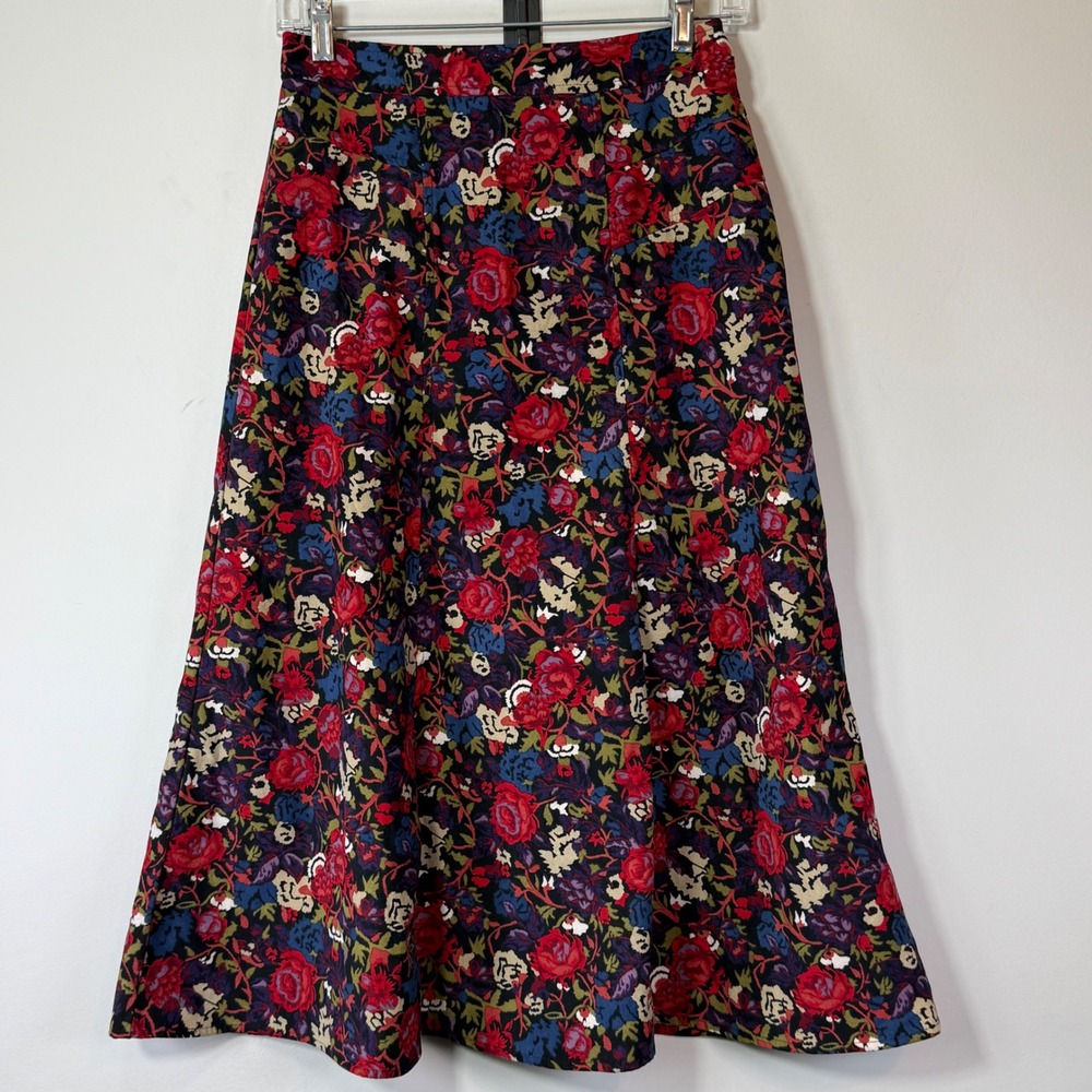 Excellent Christopher & Banks Floral Midi Skirt Women 4 Multicolor A-Line Modest
